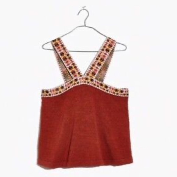 MADEWELL Embroidered Swing Sweater Tank in Rusted Rose - Picture 1 of 7